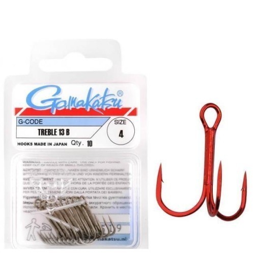 ANCORE GAMAKATSU TREBLE 13N ROȘII NR.10  10BUC/PLIC