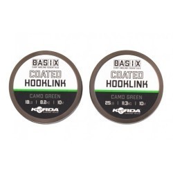 Fir textil cu cămașă Korda Basix Coated Hooklink, Camo Green, 18lb/8.2kg/10m