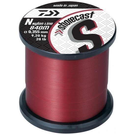 Fir monofilament Daiwa Shorecast, Red, 0.35mm/10.1kg/840m