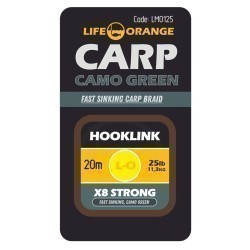 Hooklink x8 Orange Camo Green 25lb 20m