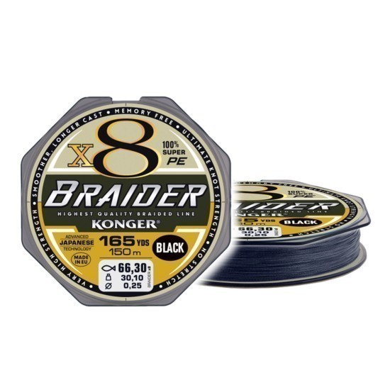 Fir Textil Konger Braider X8 0.08mm 7.6kg 150m Black