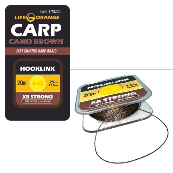 Hooklink x8 Orange Camo Brown 25lb 20m