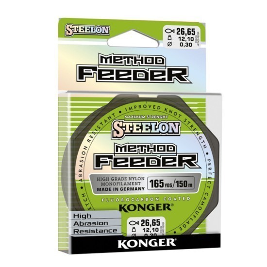 Fir Konger Steelon Method Feeder Fluorocarbon Coated 0.22mm 7kg 150m Verde