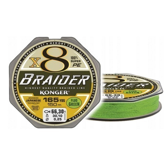 Fir Textil Konger Braider X8 0.14mm 17.5kg 150mFluo Green