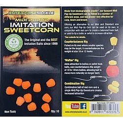 Porumb artificial flotant Enterprise Tackle Midi Pop-up Imitation Sweetcorn Fluoro, Orange, 10buc/plic
