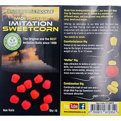 Porumb artificial flotant Enterprise Tackle Midi Pop-up Imitation Sweetcorn Fluoro, Red, 10buc/plic