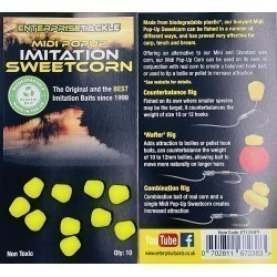 Porumb artificial flotant Enterprise Tackle Midi Pop-up Imitation Sweetcorn Fluoro, Yellow, 10buc/plic