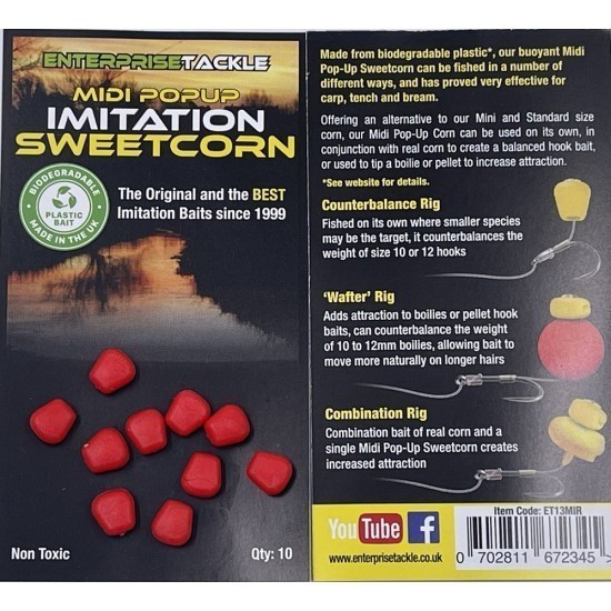 Porumb artificial flotant Enterprise Tackle Midi Pop-up Sweetcorn, Red, 10buc/plic Porumb artificial flotant Enterprise Tackle Midi Pop-up Sweetcorn, Red, 10buc/plic