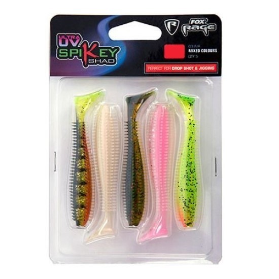 Grub Fox Rage Spikey Shad Ultra UV Mixed Colours 9cm 5buc/plic