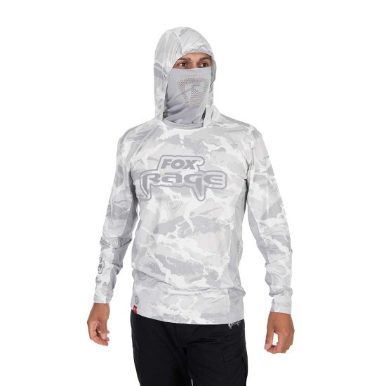 Bluză cu protecție UV Fox Rage UV Hooded Top, Light Camo, X-Large Bluză cu protecție UV Fox Rage UV Hooded Top, Light Camo, X-Large