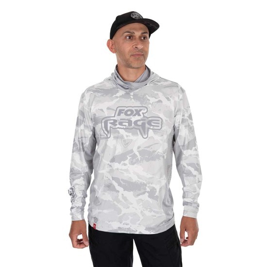 Bluză cu protecție UV Fox Rage UV Hooded Top, Light Camo, X-Large Bluză cu protecție UV Fox Rage UV Hooded Top, Light Camo, X-Large