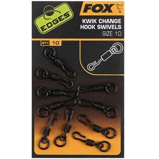 VÂRTEJ CU AGRAFĂ RAPIDĂ ȘI ANOU FOX EDGES™ KWIK CHANGE HOOK SWIVELS NR.10 10BUC/PLIC