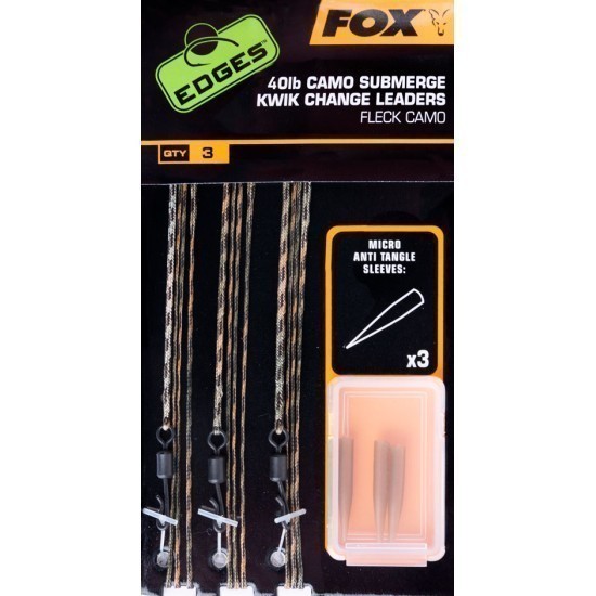 MONTURĂ FOX EDGES SUBMERGE™ CAMO LEADER KWIK CHANGE KIT  40LB  3BUC/SET