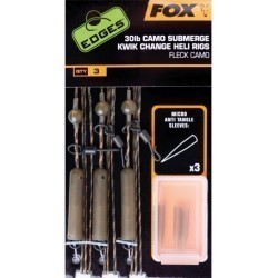 MONTURĂ FOX EDGES SUBMERGE CAMO LEADER HELI RIGS KWIK CHANGE 30LB 3BUC/SET