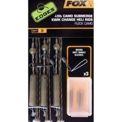 MONTURĂ FOX EDGES SUBMERGE CAMO LEADER HELI RIGS KWIK CHANGE  40LB  3BUC/SET