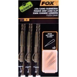 MONTURĂ FOX EDGES SUBMERGE CAMO LEADER LEAD CLIP KWIK CHANGE  40LB  3BUC/PLIC