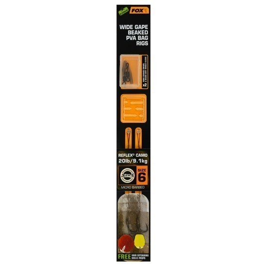 RIG FOX EDGES™ WIDE GAPE BEAKED PVA BAG RIGS NR.4 25LBS, 2BUC/PLIC