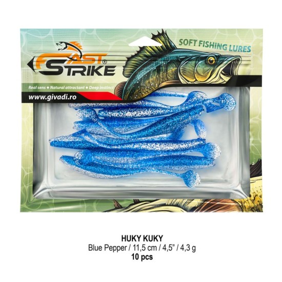 Shad Fast Strike Huky Kuky, Blue Pepper, 11.5cm/4.3g, 10buc/plic