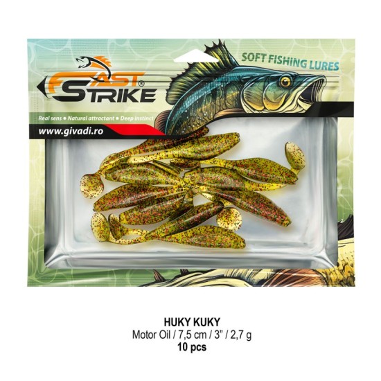 Shad Fast Strike Huky Kuky, Motor Oil, 7.5cm/2.7g, 10buc/plic