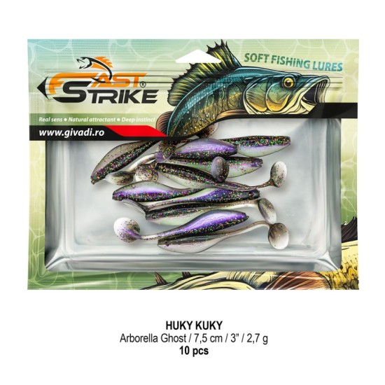 Shad Fast Strike Huky Kuky, Arborella Ghost, 7.5cm/2.7g, 10buc/plic