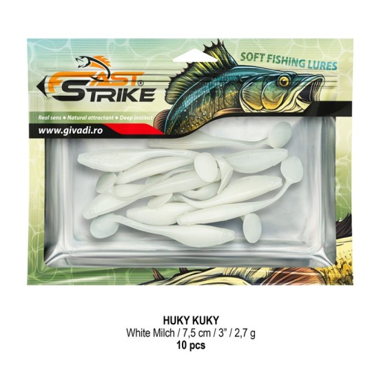 Shad Fast Strike Huky Kuky, White Milch, 7.5cm/2.7g, 10buc/plic