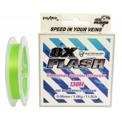 Fir textil Pokee 8X Flash Smart PE Braid, Lime Green, 0.18mm/11.6kg/130m