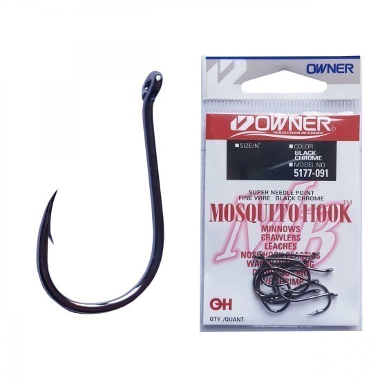 Cârlig Owner 5177 Mosquito Hook, Black Chrome, Nr.8, 11buc/plic - 5177010
