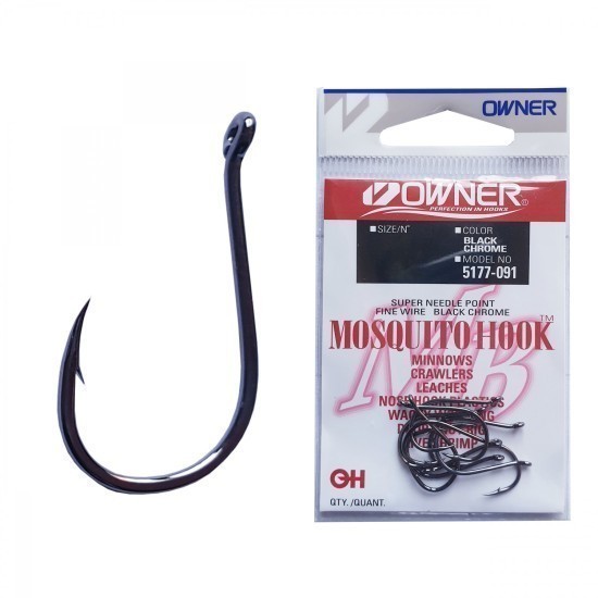 Cârlig Owner 5177 Mosquito Hook, Black Chrome, Nr.14, 12buc/plic