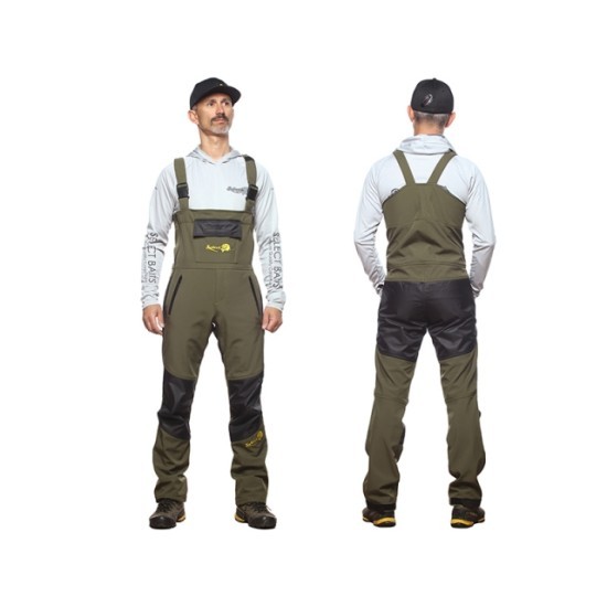 Salopetă Select Baits New Wave Softshell Fleece Insulated BibnBrace, Green/Black, X-Large