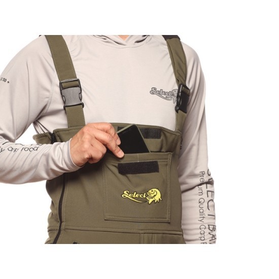 Salopetă Select Baits New Wave Softshell Fleece Insulated BibnBrace, Green/Black, X-Large