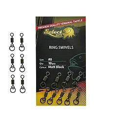 Vârtej cu anou Select Baits Ring Swivels, Matt Black, Nr.8, 10buc/plic