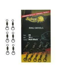 Vârtej cu anou Select Baits Ring Swivels, Matt Black, Nr.8, 10buc/plic