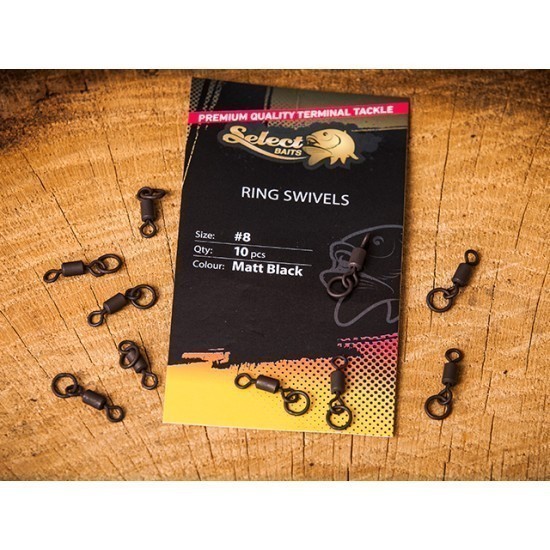 Vârtej cu anou Select Baits Ring Swivels, Matt Black, Nr.8, 10buc/plic