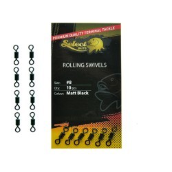 Vârtej Select Baits Rolling Swivels, Matt Black, Nr.8, 10buc/plic