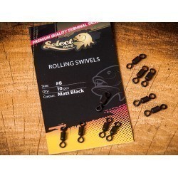 Vârtej Select Baits Rolling Swivels, Matt Black, Nr.8, 10buc/plic