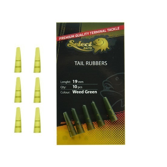 Conuri Select Baits Tail Rubbers, Weed Green, 19mm, 10buc/plic