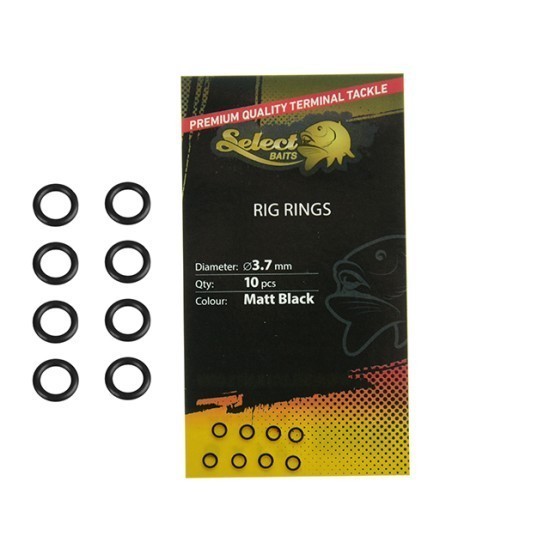 Anouri rotunde Select Baits Rig Rings, Matt Black, 3.1mm, 10buc/plic