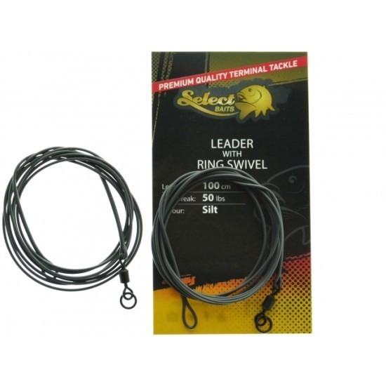 Montură Select Baits Leader with Ring Swivel, Silt, 50lbs/100cm