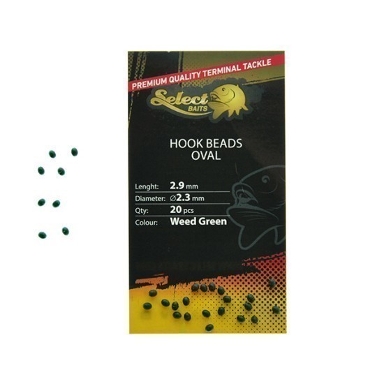 Micro opritoare Select Baits Oval Hook Beads, Weed Green, 2.3mm/2.9mm, 20buc/plic