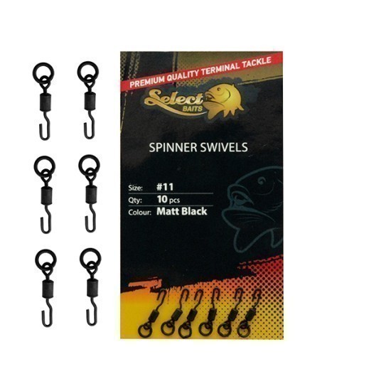 Micro vârtej Select Baits Spinner Swivels, Matt Black, Nr.11, 10buc/plic