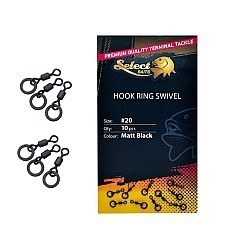 Micro-vârtej Select Baits Hook Ring Swivel, Matt Black, Nr.20, 10buc/plic