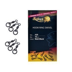 Micro-vârtej Select Baits Hook Ring Swivel, Matt Black, Nr.20, 10buc/plic