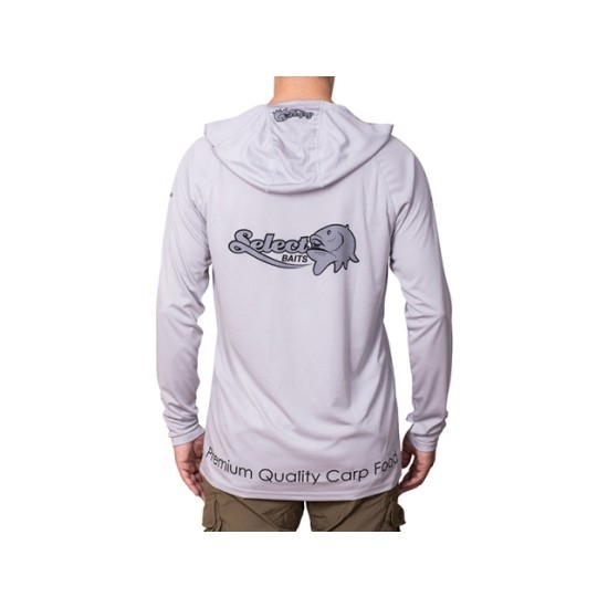 Bluză Select Baits UV Long Sleeve Hoodie UPF 50+, Light Grey, Medium