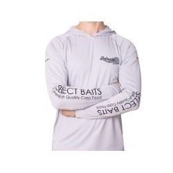 Bluză Select Baits UV Long Sleeve Hoodie UPF 50+, Light Grey, 2X-Large