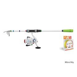 Combo pentru copii lansetă telescopică Delphin Yupie + mulinetă Delphin Yupie 3T cu fir, 1.80m/40g