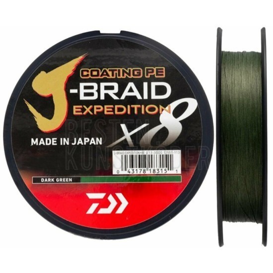 Fir textil Daiwa J-Braid Expedition X8 Dark Green, 0.22mm/19.5kg, 150m