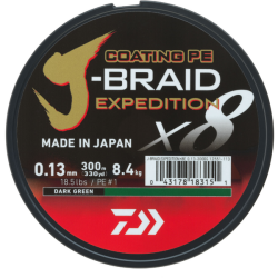 Fir textil Daiwa J-Braid Expedition X8 Dark Green, 0.16mm/9.8kg, 300m