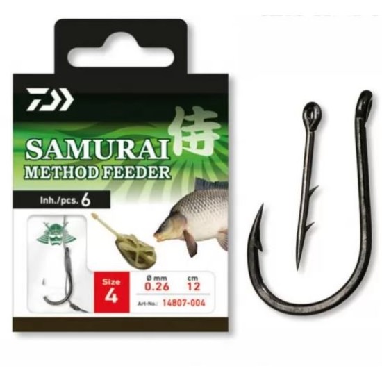 Cârlige legate Daiwa Samurai Method Feeder Nr.8, 6buc/plic