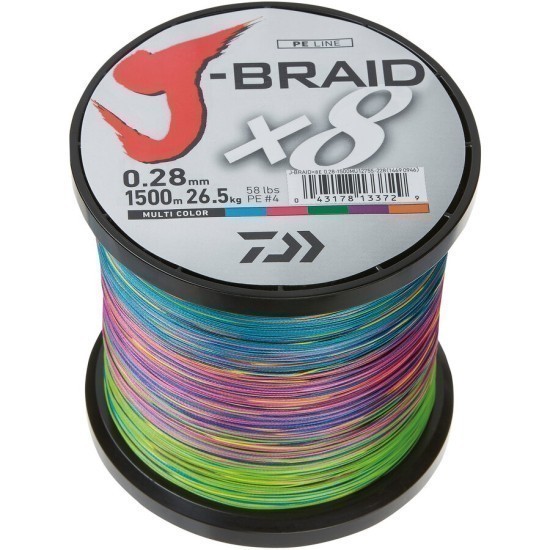 Fir textil Daiwa J-Braid X8, Multicolor, 0.42mm/13kg/1500m