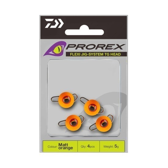 Plumb cheburashka jig Daiwa Prorex Flexi Jig-System TG Head, Fluo Orange, 7g, 3buc/plic